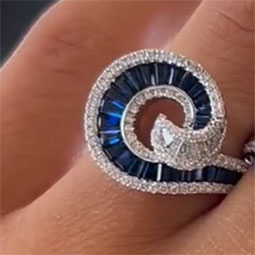 Stylish 1.5ctw Multi-Color Trapezoid Cut Wave Ring-JEWELBUYS