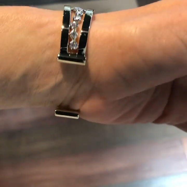 4.0Ctw Round Bezel Sapphire Bangle-JEWELBUYS