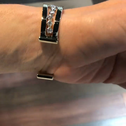 4.0Ctw Round Bezel Sapphire Bangle-JEWELBUYS