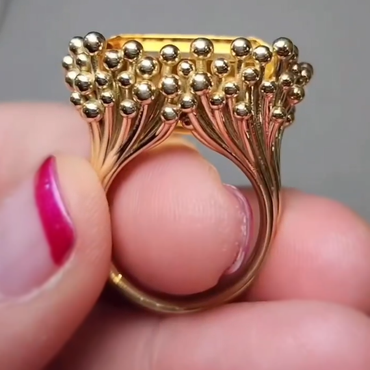 Unique 12 ctw Emerald Cut Yellow Gemstone Cocktail Ring -JEWELBUYS