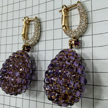 4.0Ctw Amethyst teardrop pendant earrings-JEWELBUYS