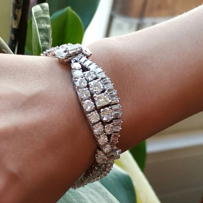 21Ctw Multi-Cut White Sapphire Vintage Bracelet-JEWELBUYS