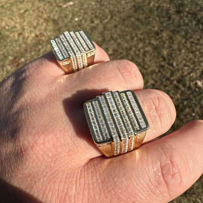 5ct Large Baguette Cut White Sapphire Modern Ring in Gold & Silver-JEWELBUYS