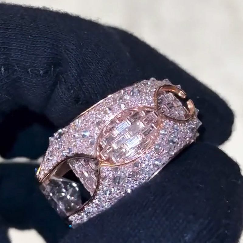 8.0ctw Oval Cut White Sapphire Mosaic Engagement Ring-JEWELBUYS