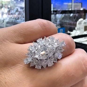 3.65ctw Gorgeous Marquise-Cut White Sapphire Cluster Ring-JEWELBUYS