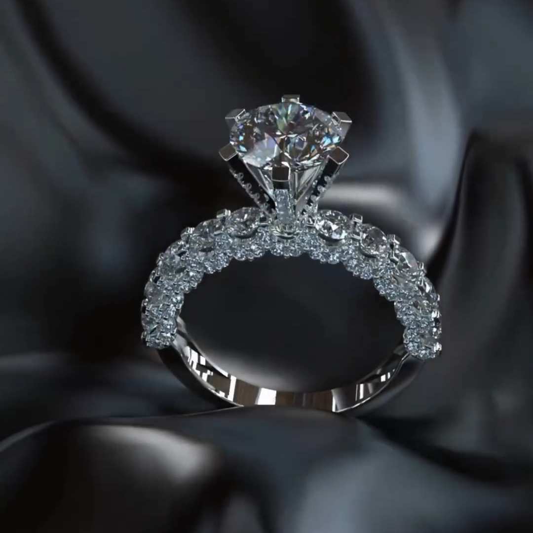 Stunning 3ct Round Cut White Sapphire Women's Engagement Ring in Silver-JEWELBUYS