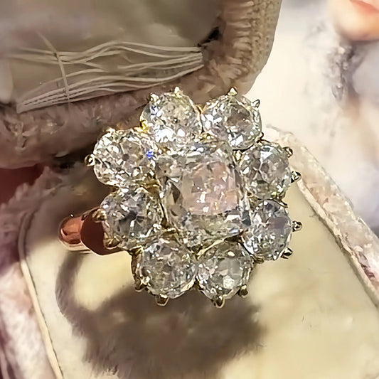 6.8Ctw Vintage-cut Rose-shaped Sapphire Ring- JEWELBUYS