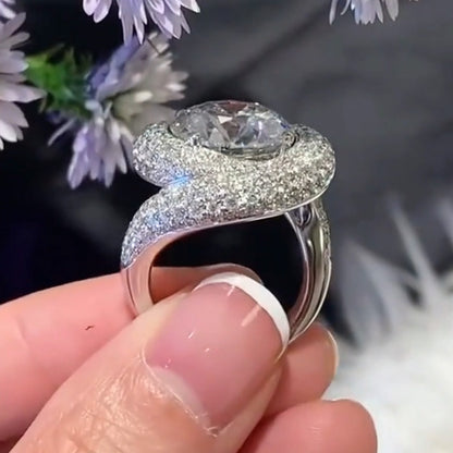 8.0ctw Round Cut White Sapphire Surround Engagement Ring-JEWELBUYS