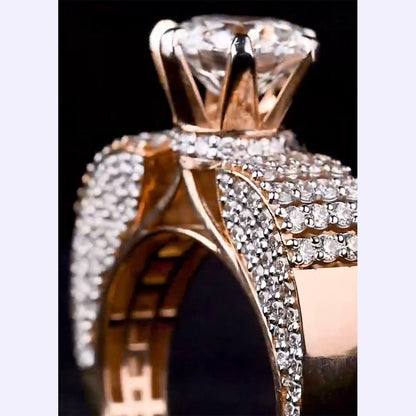 4.27ctw Round Cut White Sapphire Embellished Engagement Ring-JEWELBUYS
