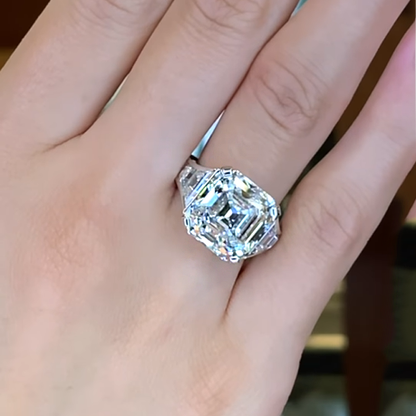 12ct Asscher Cut White Diamond Ring - JEWELBUYS