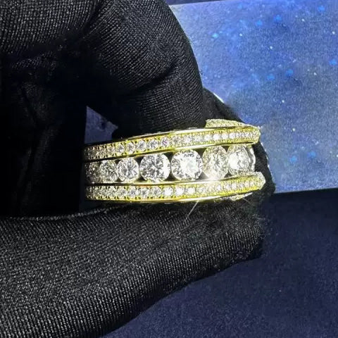 Unique 12ctw White Sapphire Round Cut Architectural Ring -JEWELBUYS