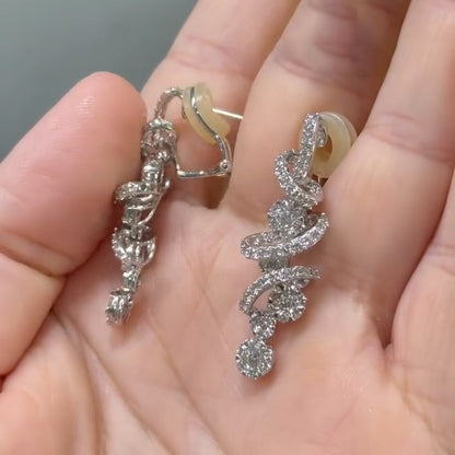 2.0ctw Exquisite Spiral Sapphire Dangle Earrings And Ring-JEWELBUYS