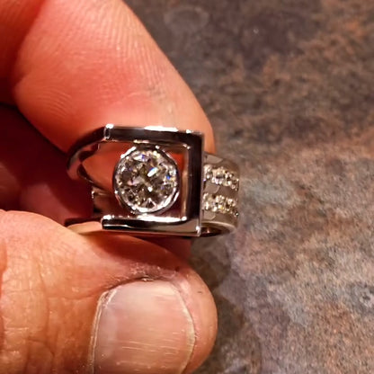 1.5Ctw Double-row Sapphire Art Design Engagement Ring-JEWELBUYS