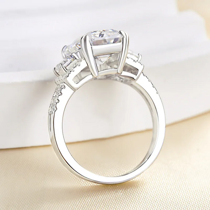 5ct Emerald Cut White Sapphire Three Stones Engagement Ring-JEWELBUYS