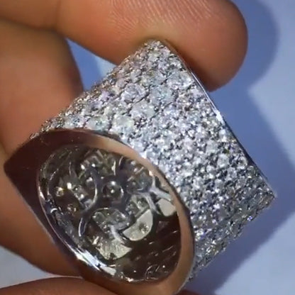 8.0ctw Princess Square and Round Cut White Sapphire Men's Ring-JEWELBUYS