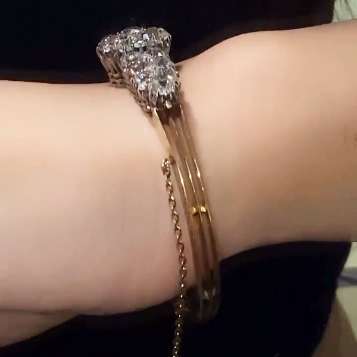 6.5Ctw Round White Sapphire Cluster Vintage Bracelet-JEWELBUYS