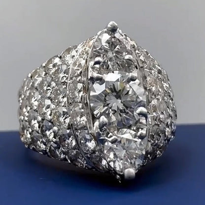 5.0Ctw Round Cut Sapphire Full-Set Engagement Ring- JEWELBUYS