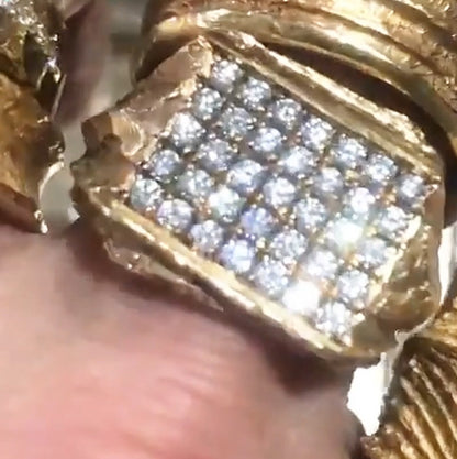 1.35Ctw Round Sapphire Pavé Set Matte Ring- JEWELBUYS