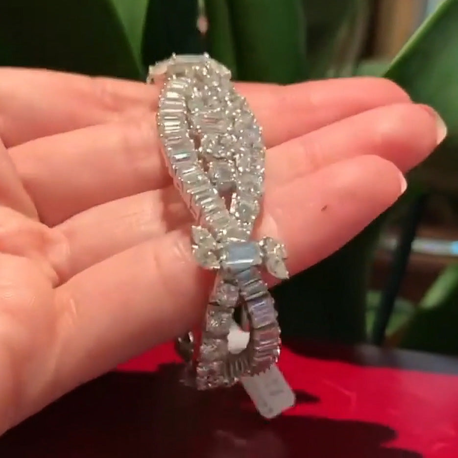 21Ctw Multi-Cut White Sapphire Vintage Bracelet-JEWELBUYS