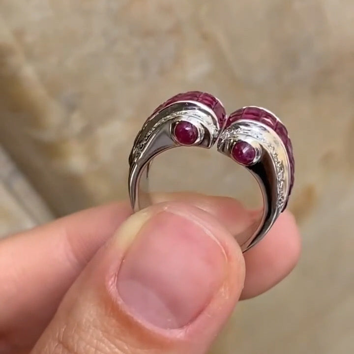 3.5Ctw Invisible Ruby Ring-JEWELBUYS