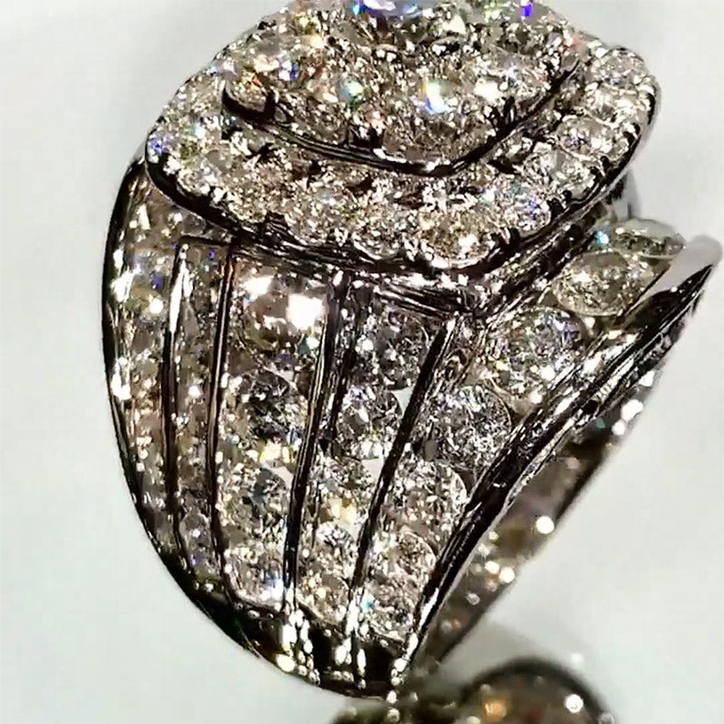 7.79Ctw Round Sapphire Giant Gemstone Engagement Ring-JEWELBUYS