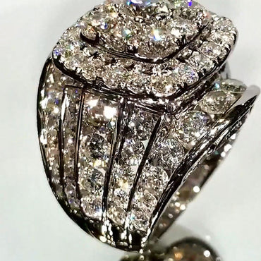 7.79Ctw Round Sapphire Giant Gemstone Engagement Ring-JEWELBUYS