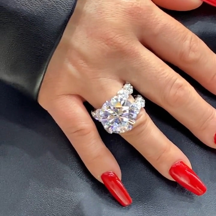 Beautiful 8.0ct Round Cut Double Ring Engagement Ring -JEWELBUYS