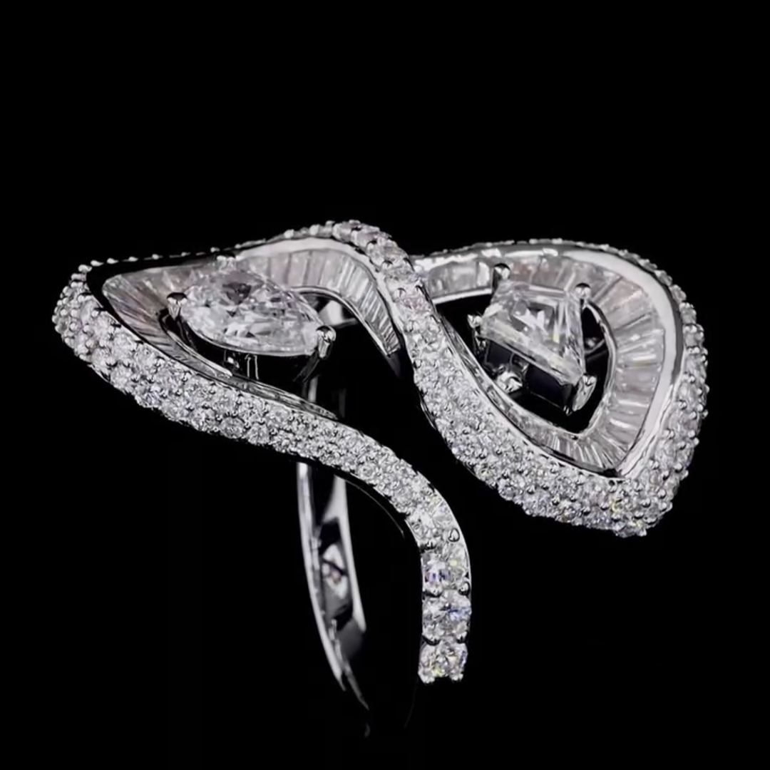 Designed 6ct Mix Cut Multi-Shaped White Sapphire Women's Engagement Ring in Silver-JEWELBUYS