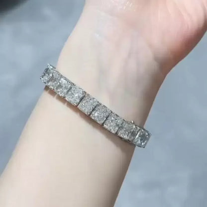 Unisex 56ctw Radiant Cut White Sapphire Bracelet in Silver-JEWELBUYS