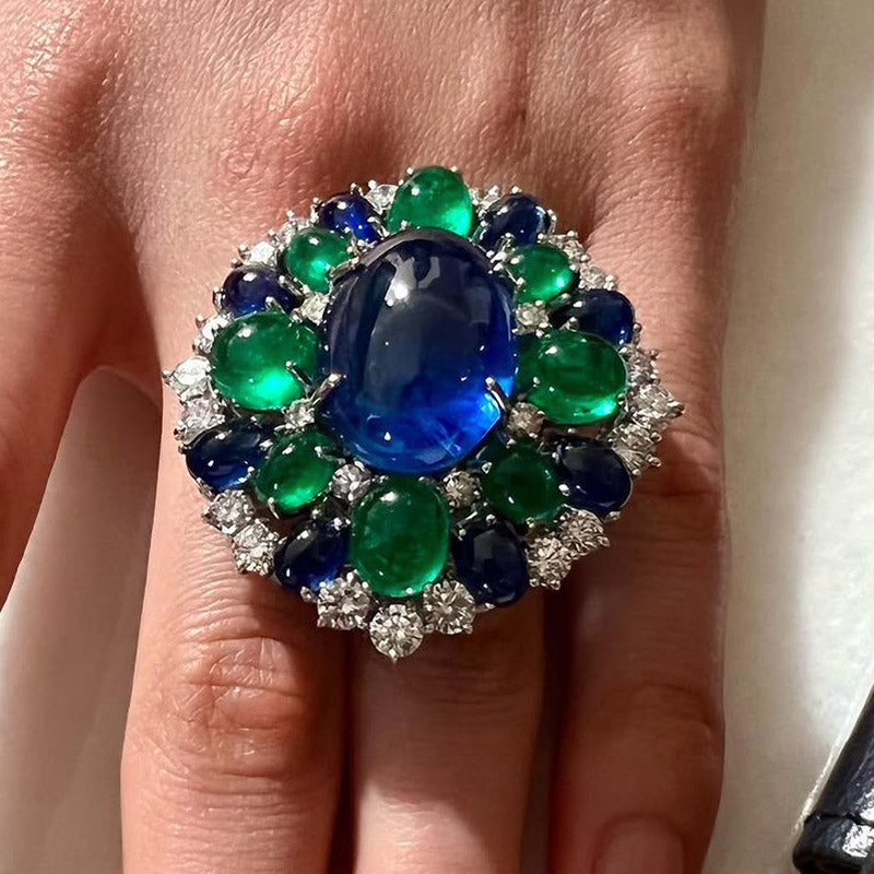 4.8Ctw Cabochon Gemstone Vintage Ring Brooch-JEWELBUYS