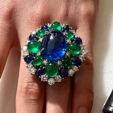 4.8Ctw Cabochon Gemstone Vintage Ring Brooch-JEWELBUYS