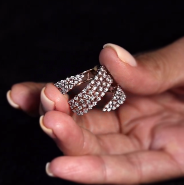Delicate 2 ctw Round Cut White Gemstone Ribbon Cluster Ring -JEWELBUYS