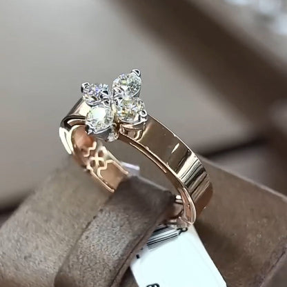 Women 8ctw Round Cut 4 Stone Classic four-leaf clover Eternity White Sapphire Ring -JEWELBUYS