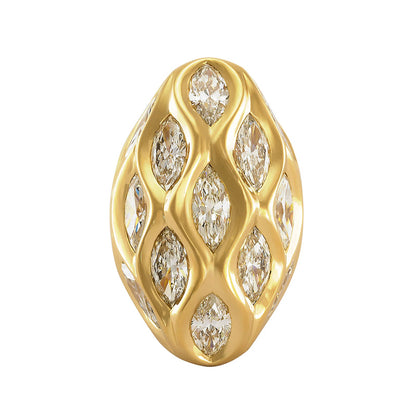 3.0Ctw marquise-cut sapphire oval dome ring- JEWELBUYS