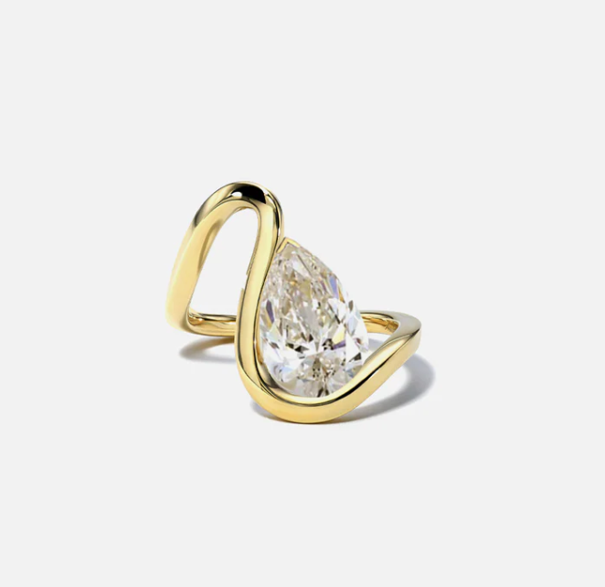 Minimalist 2ct Pear Cut White Sapphire Embrace Engagement Ring-JEWELBUYS