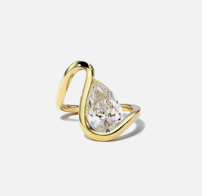 Minimalist 2ct Pear Cut White Sapphire Embrace Engagement Ring-JEWELBUYS