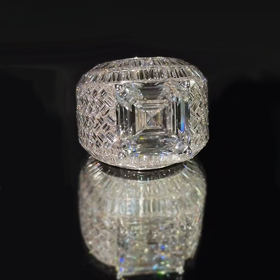 Deluxe 10 ctw Square Cut White Gemstone Full Set Ring -JEWELBUYS