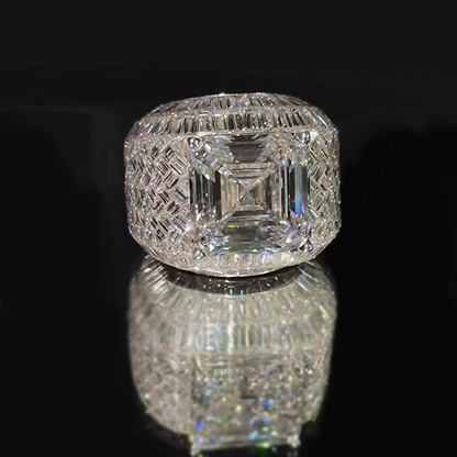 Deluxe 10 ctw Square Cut White Gemstone Full Set Ring -JEWELBUYS