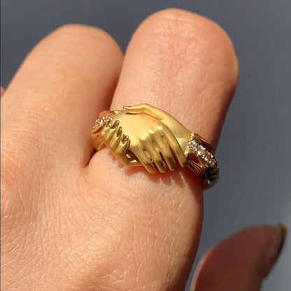 3 ctw Round and Baguette-Cut Sapphire Hand-Shaped Stackable Ring-JEWELBUYS