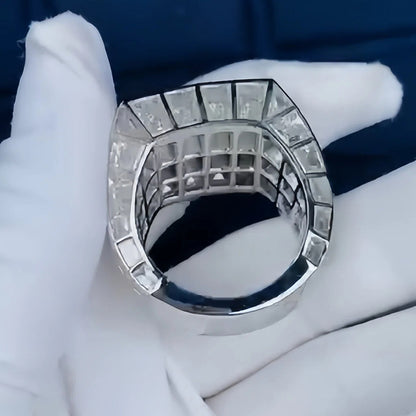 9Ctw Ascher-cut full-set sapphire ring-JEWELBUYS