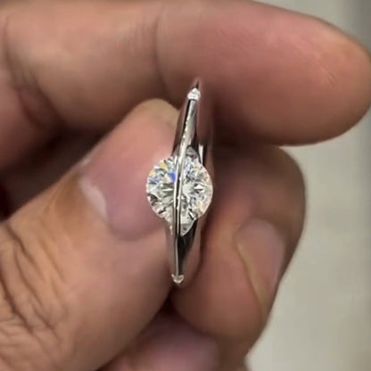 2.0ct Round White Sapphire Simple Orbit Engagement Ring-JEWELBUYS