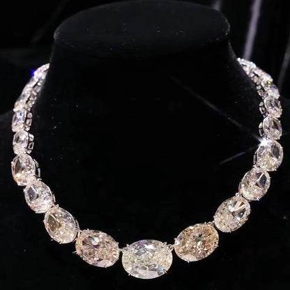 100ctw Luxury Romantic Oval Cut White Sapphire Necklace-JEWELBUYS