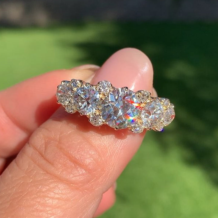 3.0Ctw Antique and Rose Cut Half-Circle Sapphire Ring And Bracelet -JEWELBUYS