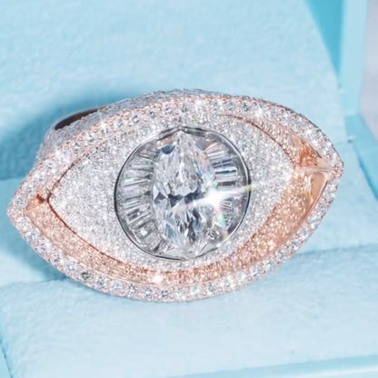 15.0 Ctw Marquise Cut White Sapphire Devil's Eye Full Set Ring-JEWELBUYS