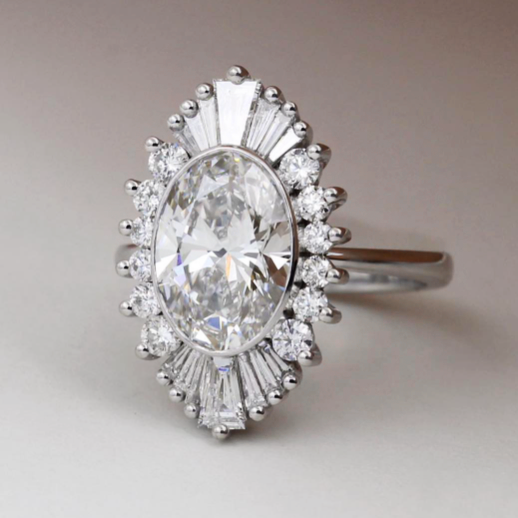 10 ctw Oval Cut White Sapphire Engagement Ring -JEWELBUYS
