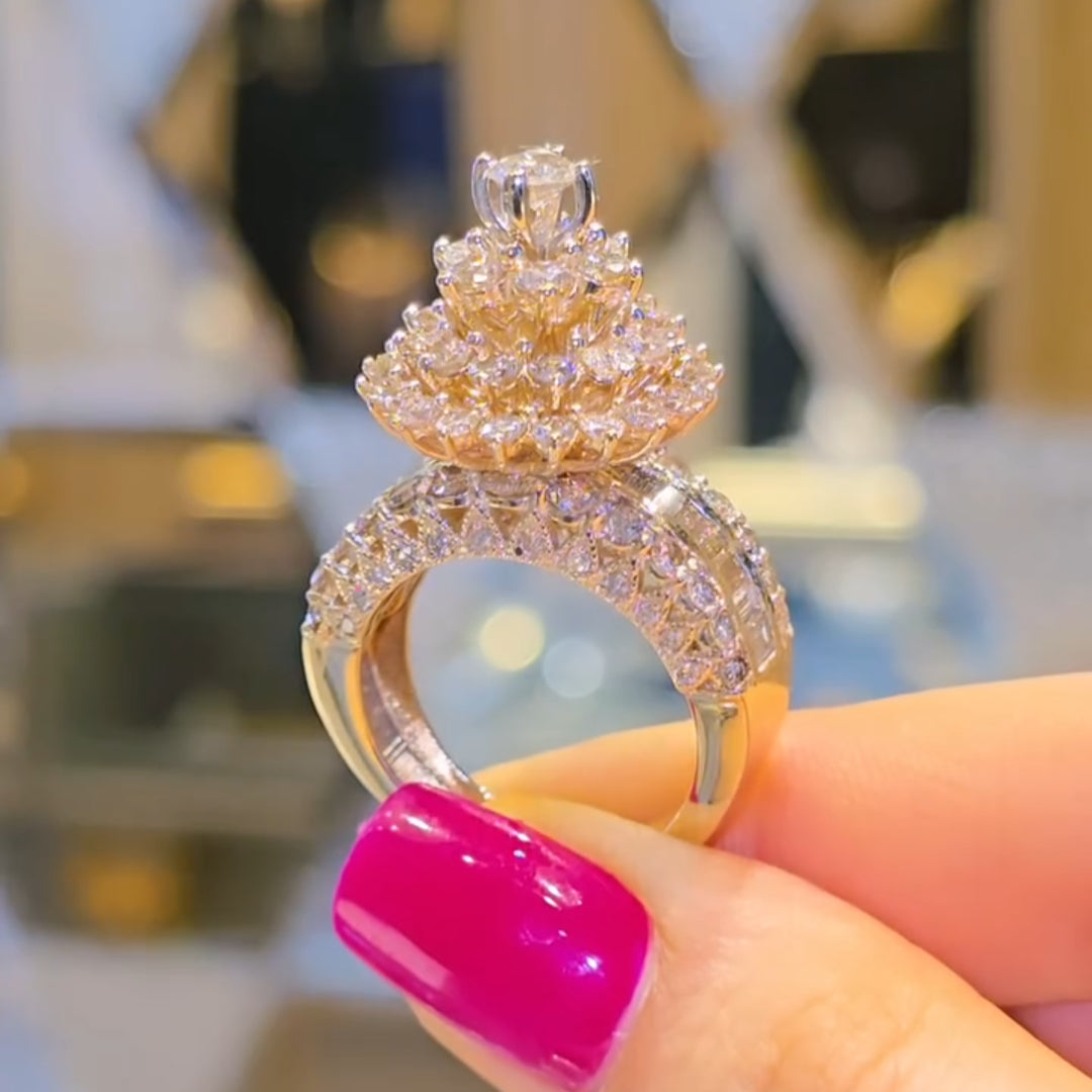 Deluxe 15 ctw White Sapphire Round Cut Engagement Ring - JEWELBUYS