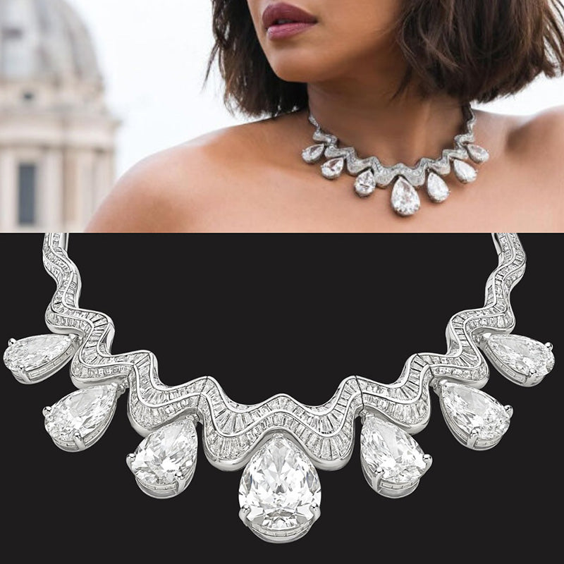 140Ctw Pear-shaped Cut Exquisite Luxury Sapphire Art Necklace-JEWELBUYS