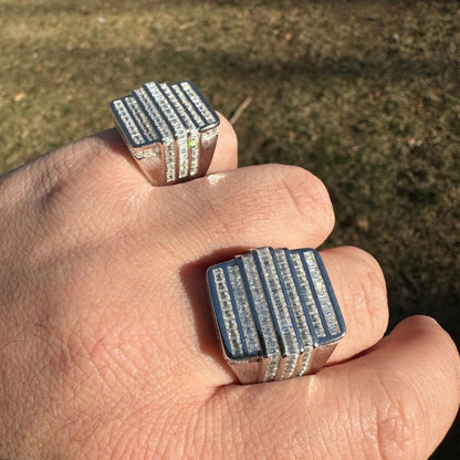 5ct Large Baguette Cut White Sapphire Modern Ring in Gold & Silver-JEWELBUYS