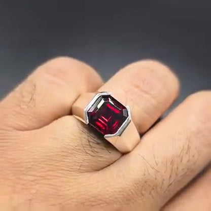 6.2Ct square garnet and ruby engagement ring-JEWELBUYS