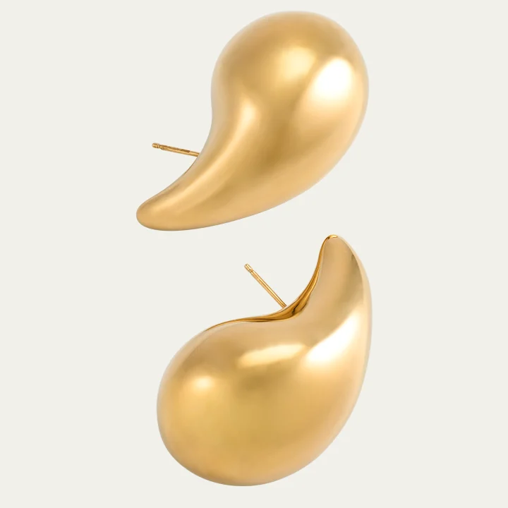 Gold & Silver Two Colors Minimalist Design Drop Stud Earrings-JEWELBUYS